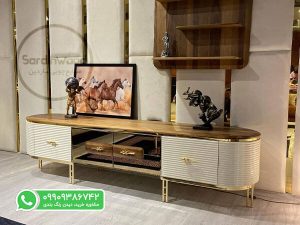 میز تلویزیون سفید طلایی مدل آرتاش
